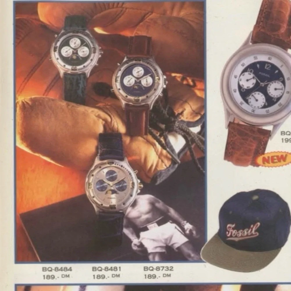 1995 FOSSIL CHRONOGRAPH MOON PHASE WATCH BQ-8484